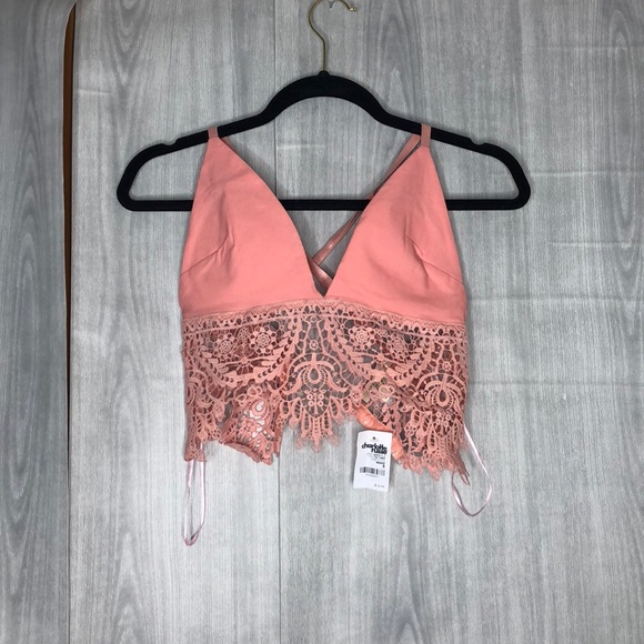 Charlotte Russe Tops - Charlotte Russe pink lace crop top